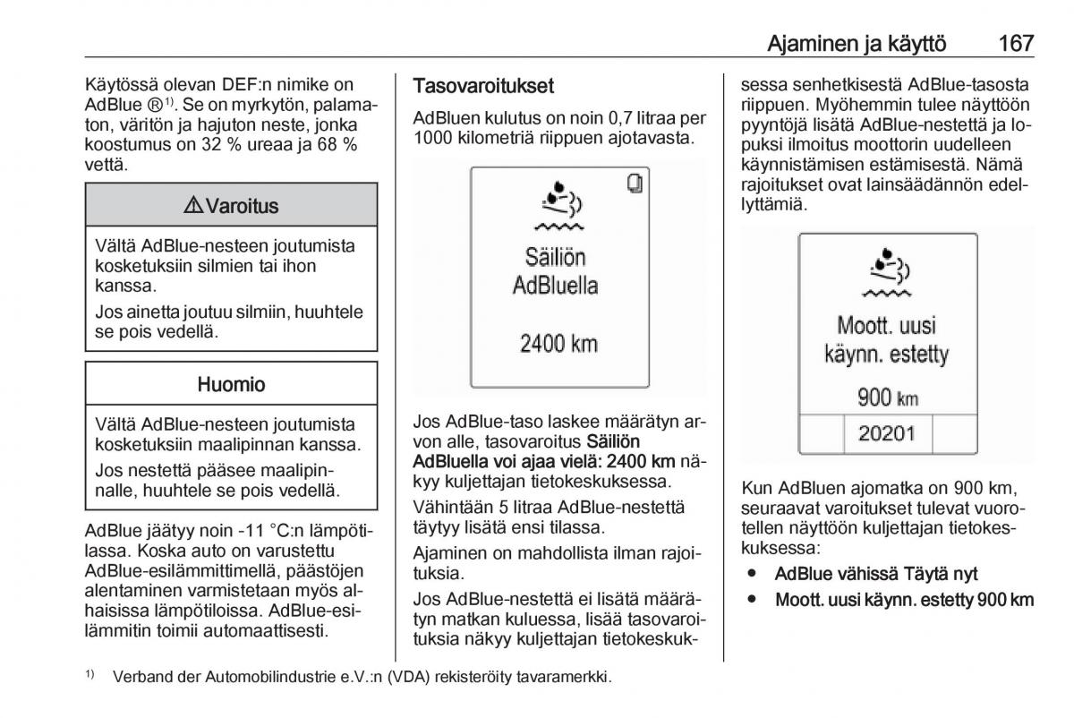 Opel Zafira C Tourer omistajan kasikirja / page 169