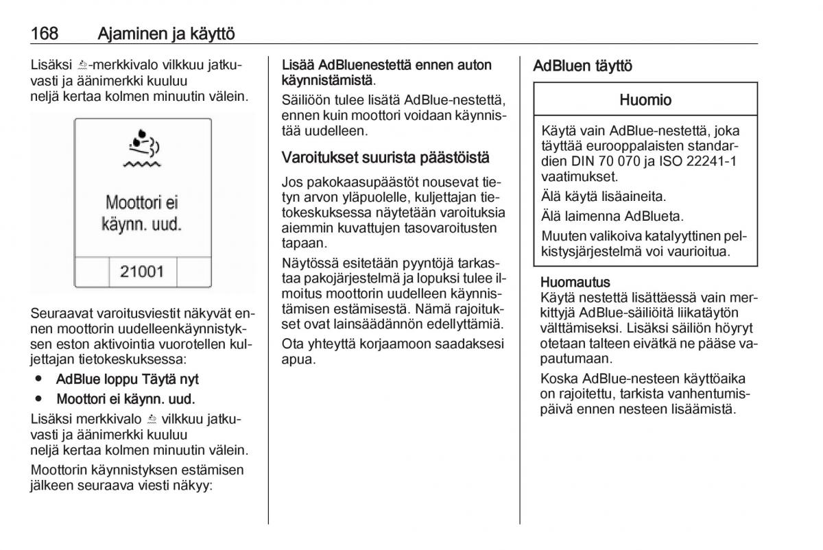 Opel Zafira C Tourer omistajan kasikirja / page 170