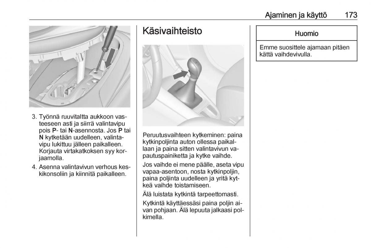 Opel Zafira C Tourer omistajan kasikirja / page 175