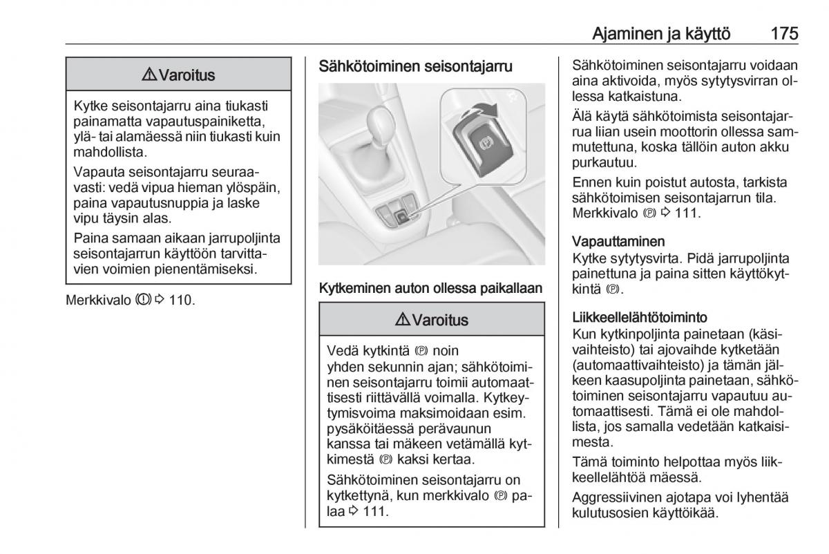 Opel Zafira C Tourer omistajan kasikirja / page 177