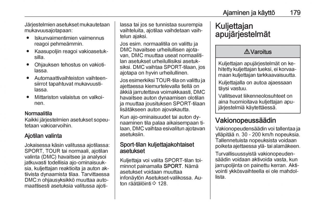 Opel Zafira C Tourer omistajan kasikirja / page 181