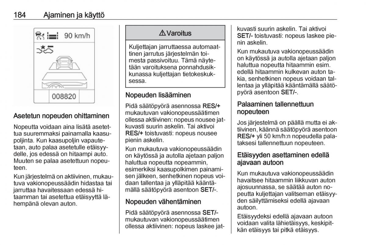 Opel Zafira C Tourer omistajan kasikirja / page 186