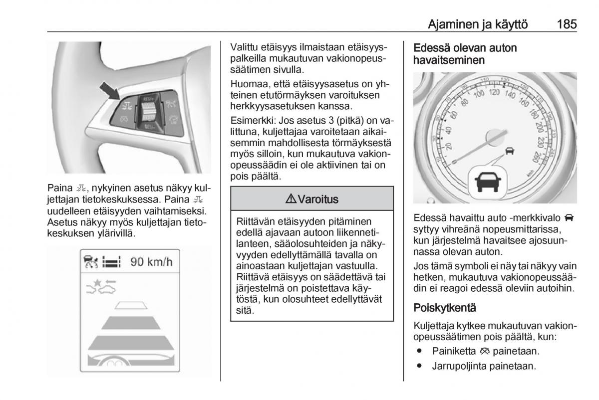 Opel Zafira C Tourer omistajan kasikirja / page 187