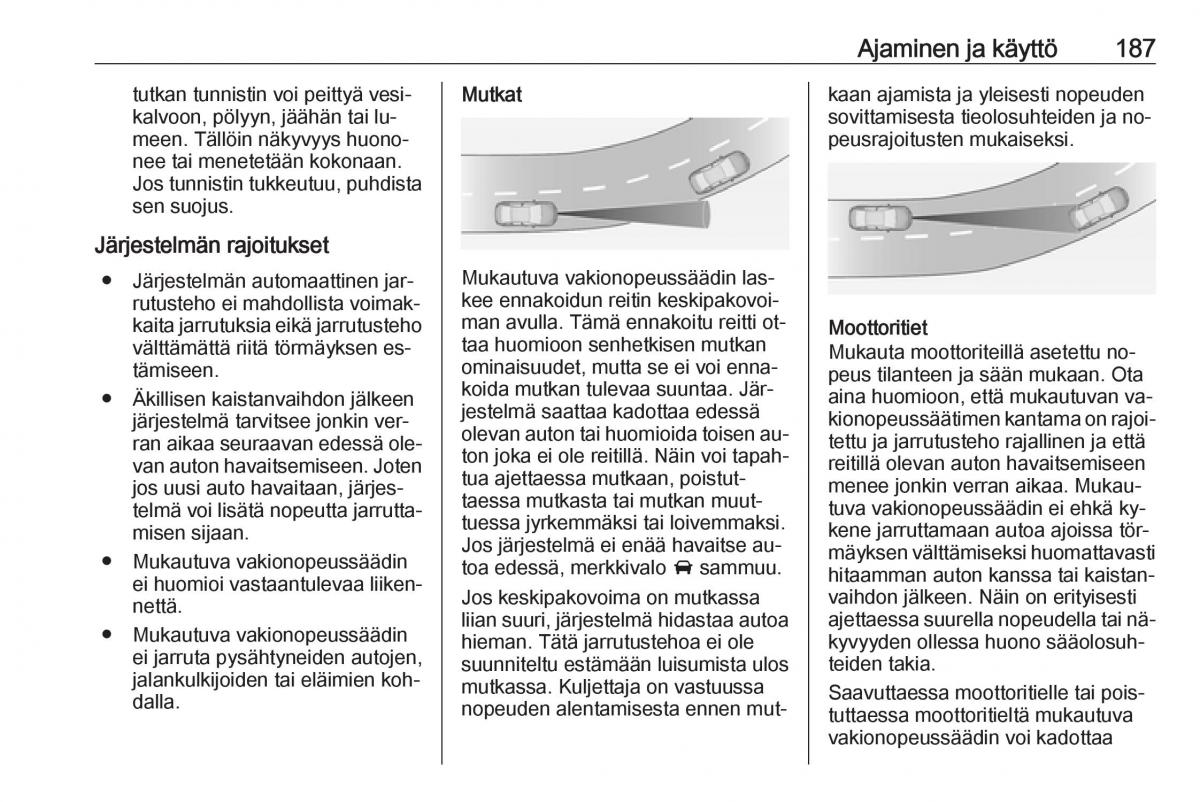 Opel Zafira C Tourer omistajan kasikirja / page 189