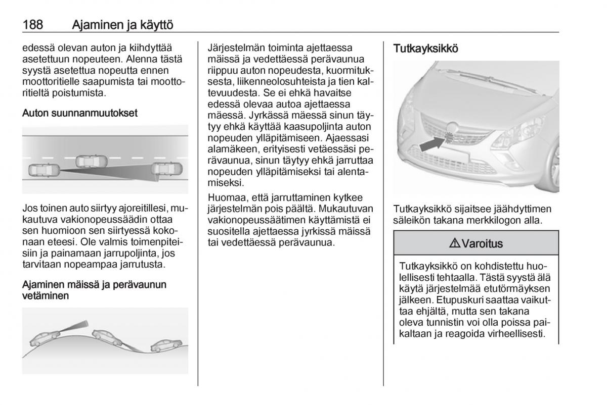 Opel Zafira C Tourer omistajan kasikirja / page 190