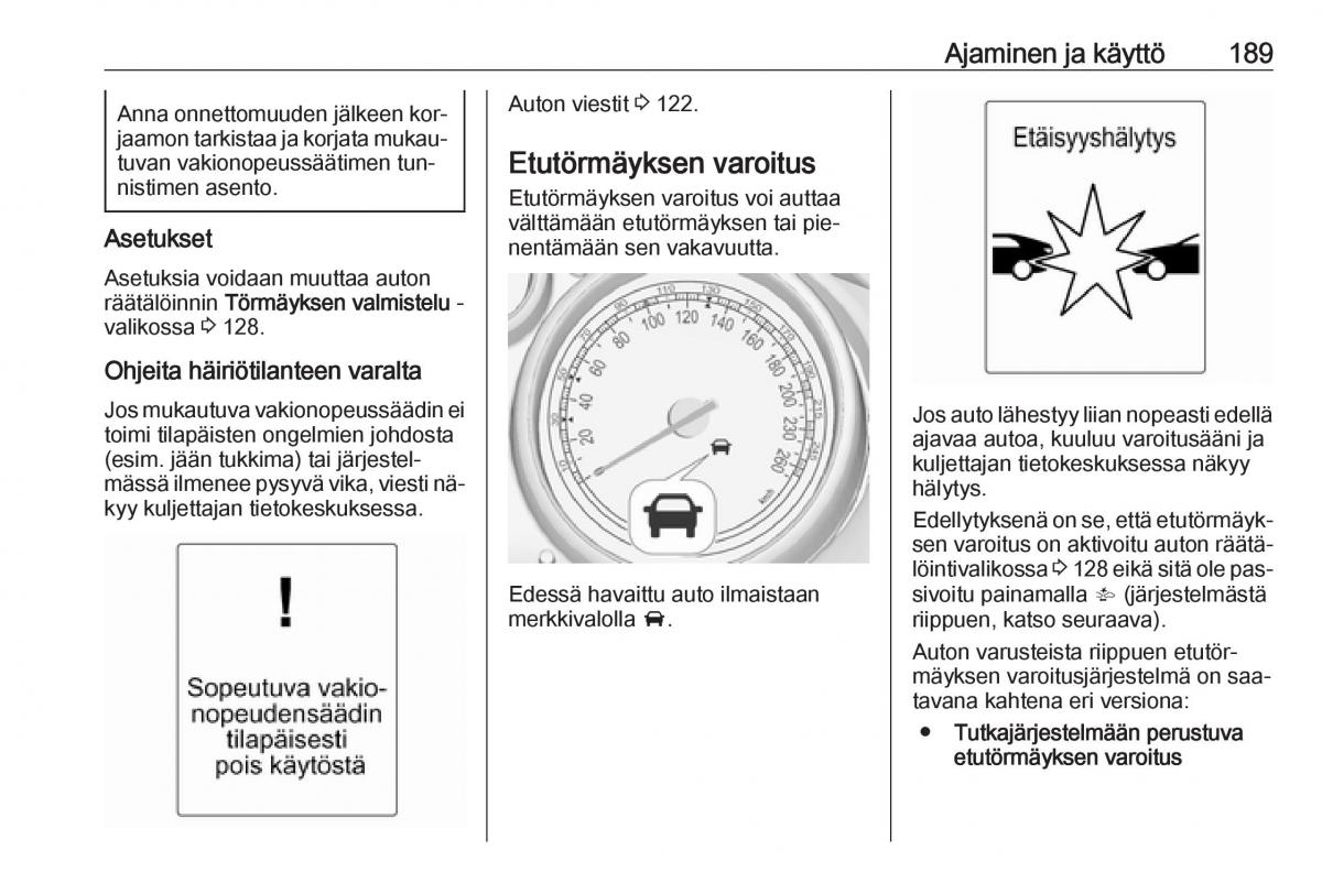 Opel Zafira C Tourer omistajan kasikirja / page 191