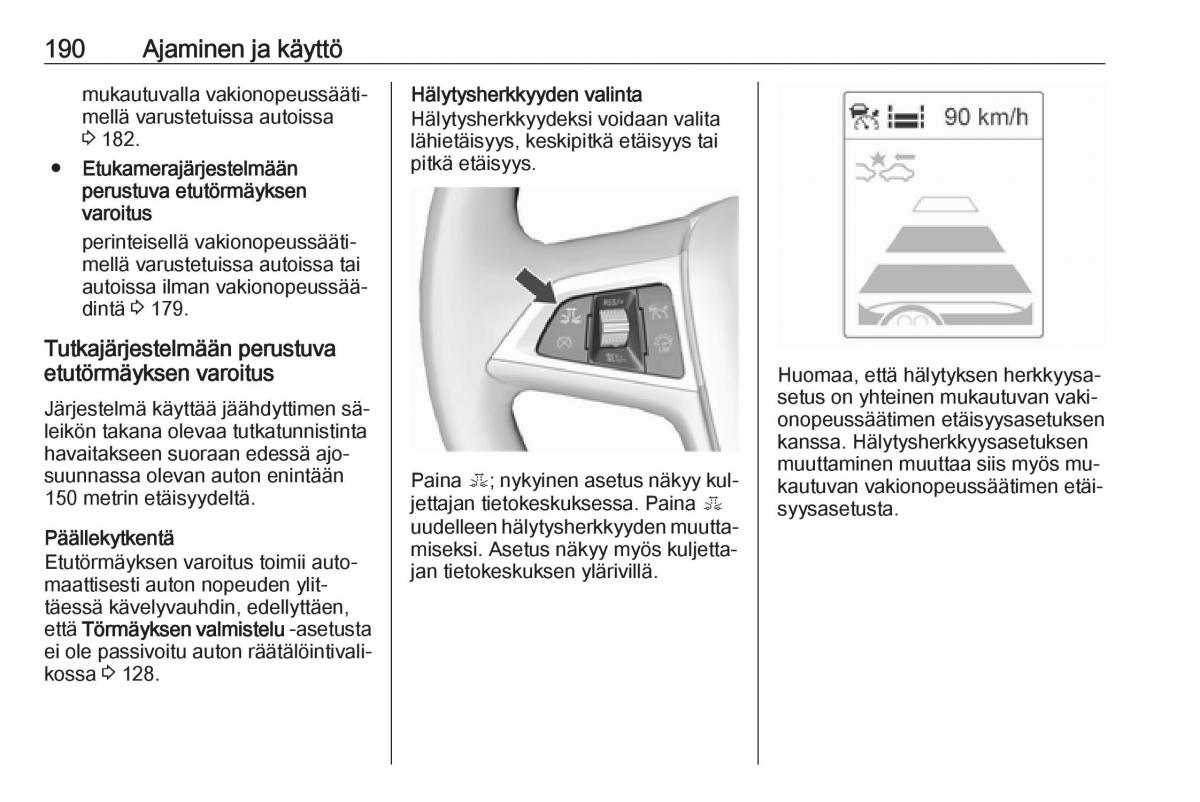 Opel Zafira C Tourer omistajan kasikirja / page 192