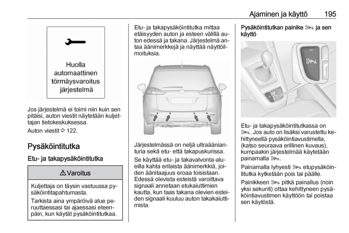 Opel Zafira C Tourer omistajan kasikirja / page 197