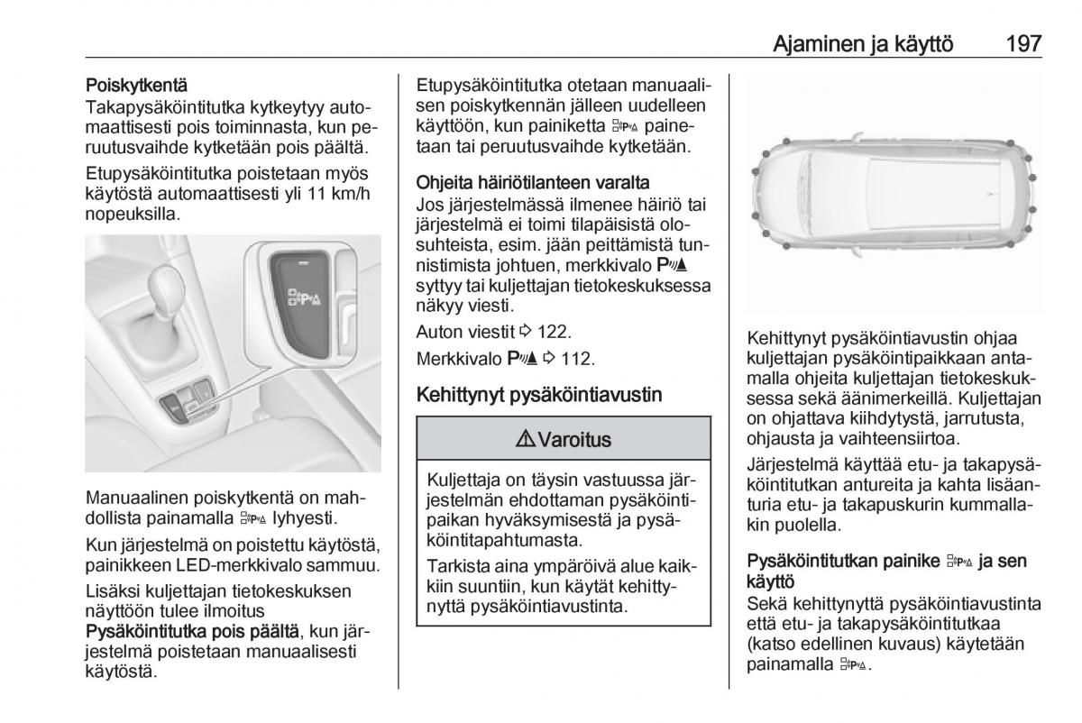 Opel Zafira C Tourer omistajan kasikirja / page 199