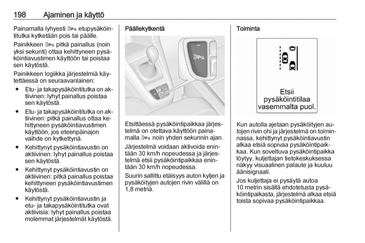 Opel Zafira C Tourer omistajan kasikirja / page 200