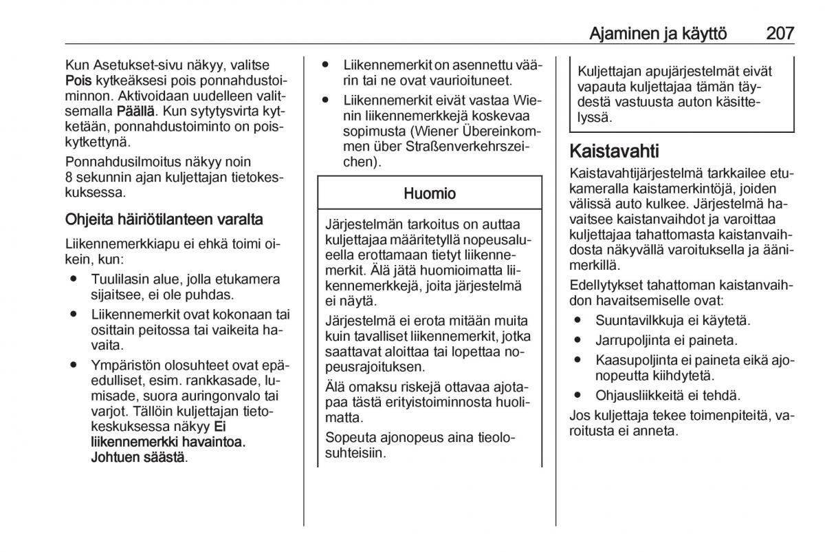 Opel Zafira C Tourer omistajan kasikirja / page 209