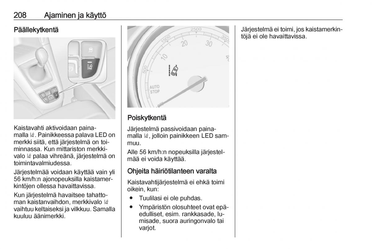 Opel Zafira C Tourer omistajan kasikirja / page 210