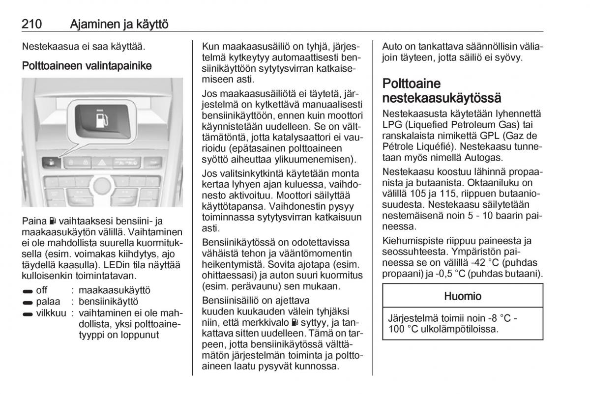 Opel Zafira C Tourer omistajan kasikirja / page 212