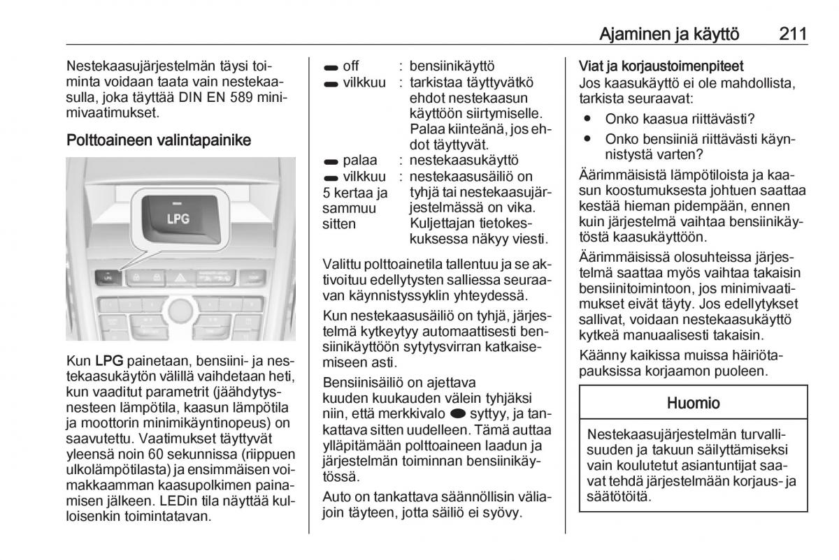 Opel Zafira C Tourer omistajan kasikirja / page 213