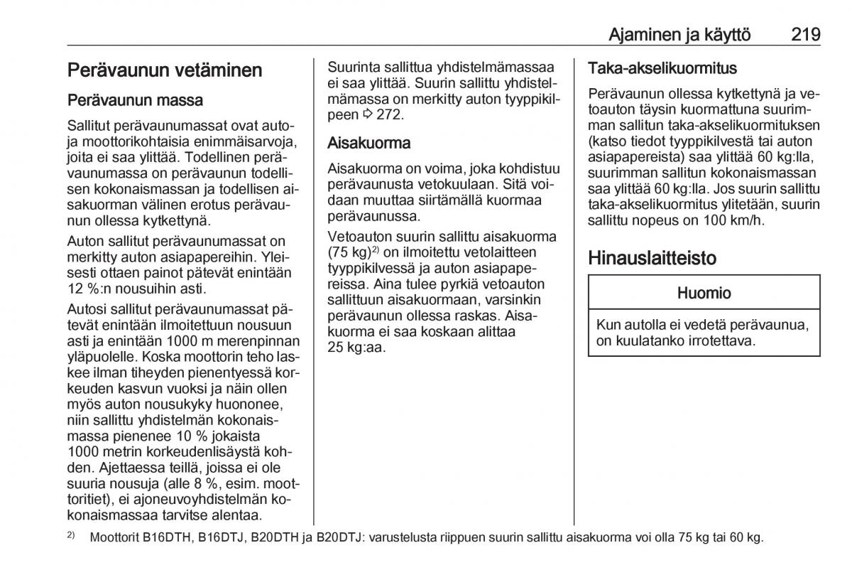 Opel Zafira C Tourer omistajan kasikirja / page 221