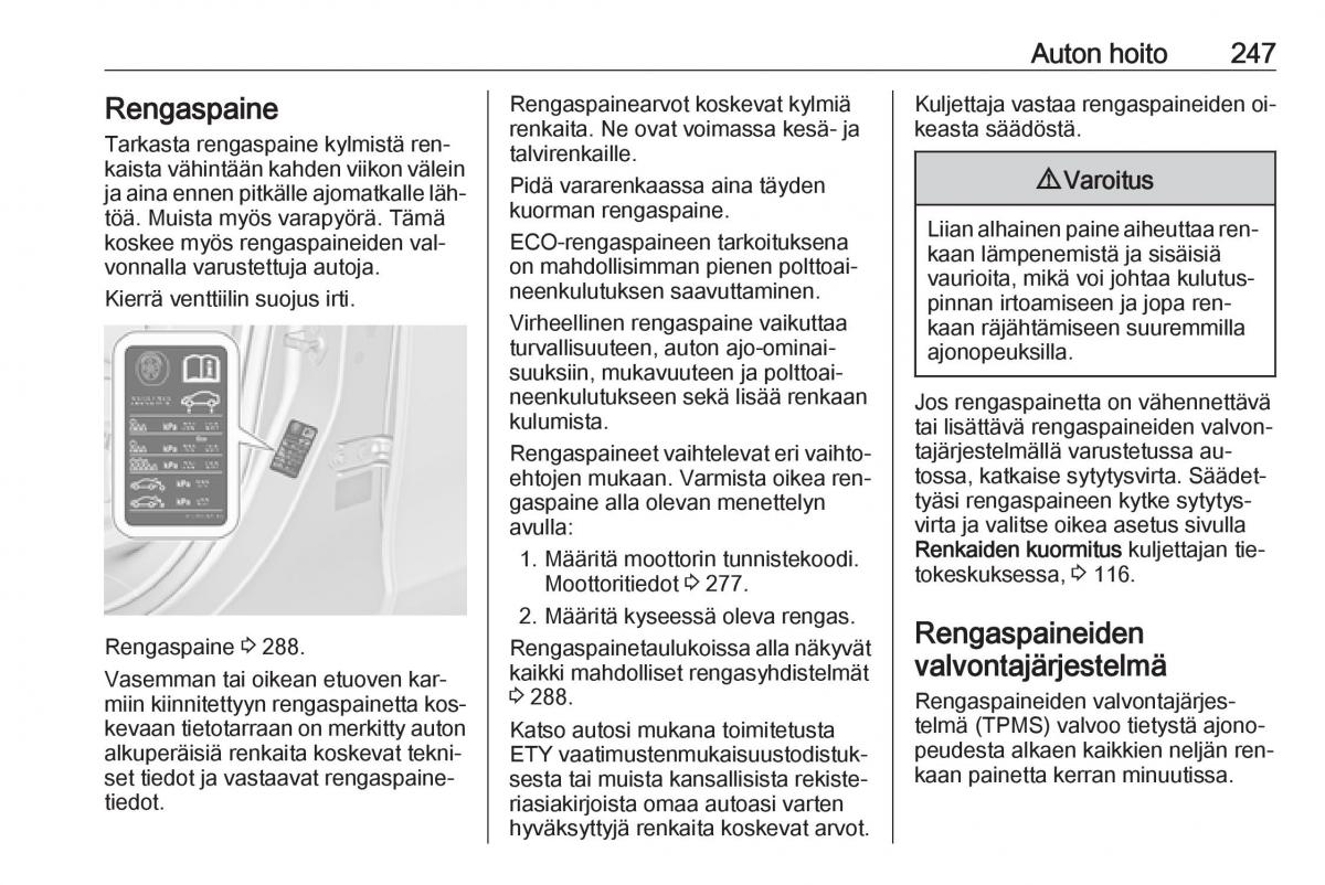 Opel Zafira C Tourer omistajan kasikirja / page 249