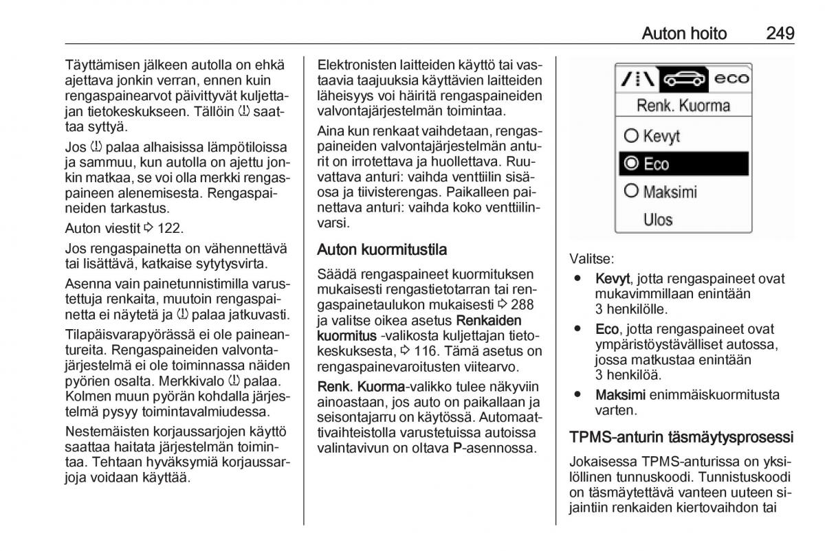 Opel Zafira C Tourer omistajan kasikirja / page 251