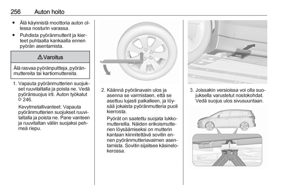 Opel Zafira C Tourer omistajan kasikirja / page 258