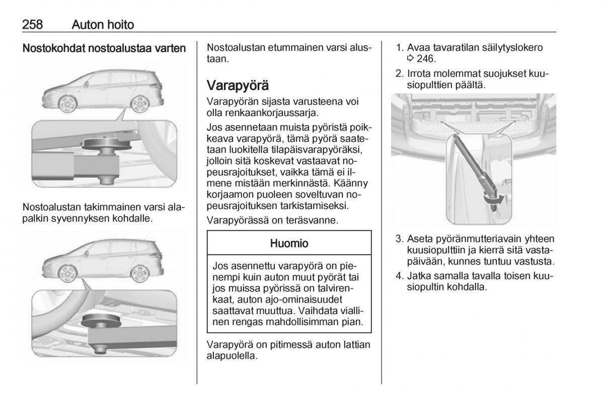 Opel Zafira C Tourer omistajan kasikirja / page 260