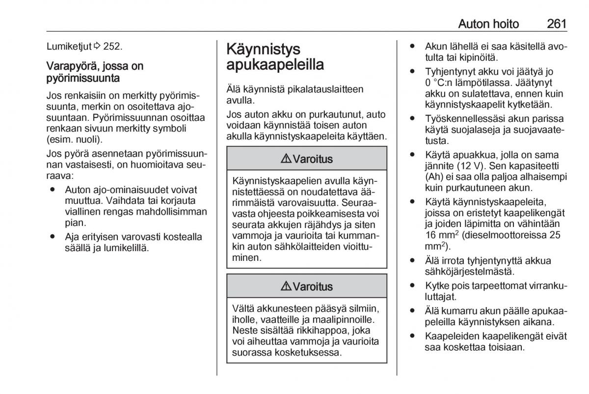 Opel Zafira C Tourer omistajan kasikirja / page 263