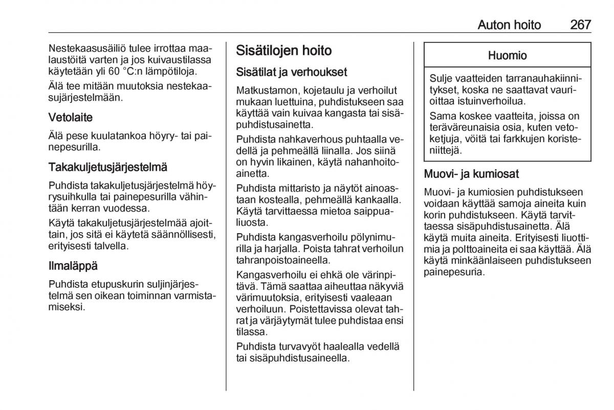 Opel Zafira C Tourer omistajan kasikirja / page 269