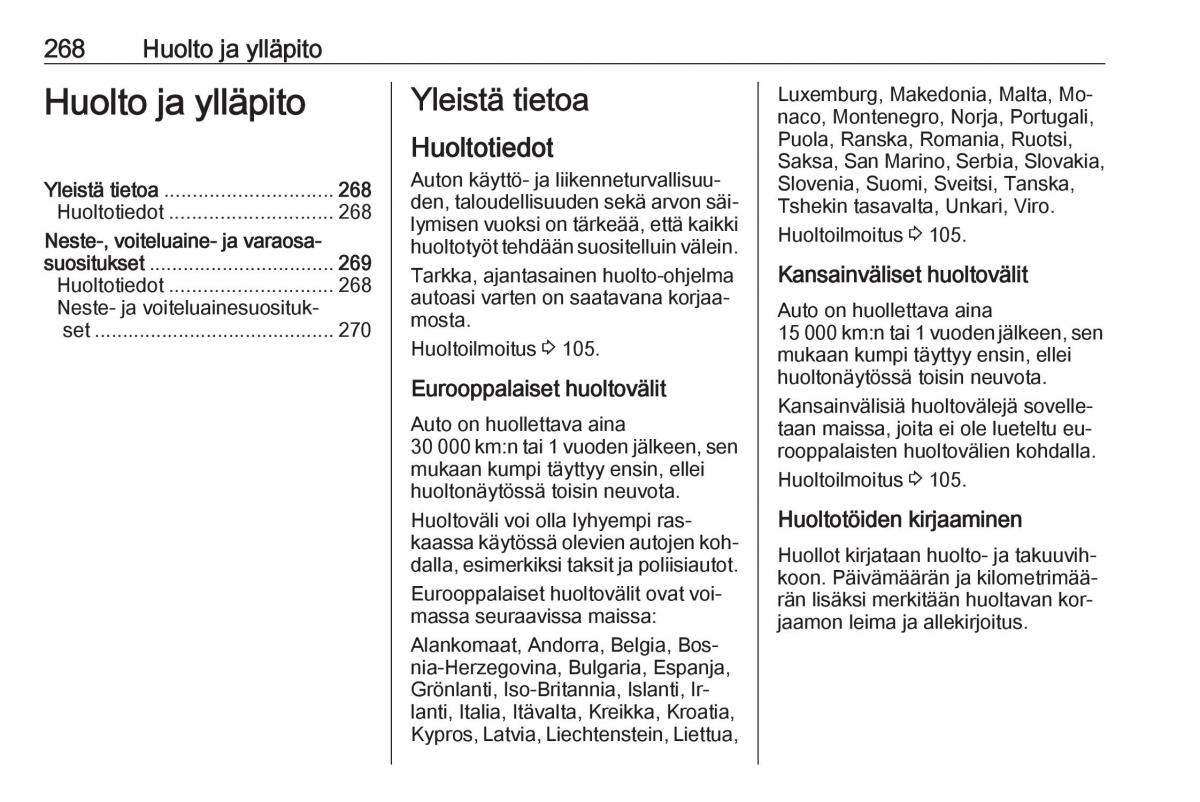 Opel Zafira C Tourer omistajan kasikirja / page 270