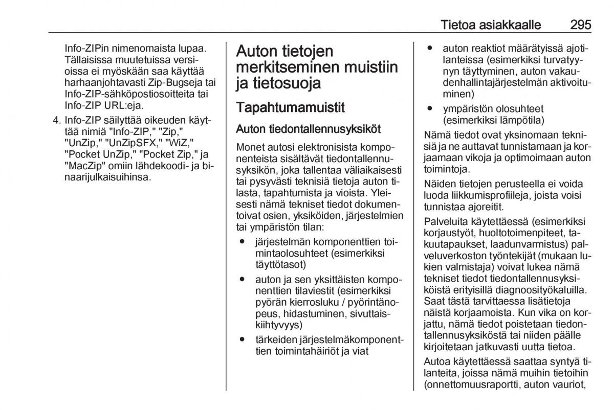 Opel Zafira C Tourer omistajan kasikirja / page 297