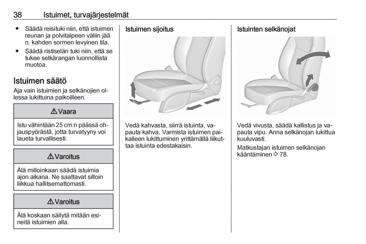 Opel Zafira C Tourer omistajan kasikirja / page 40