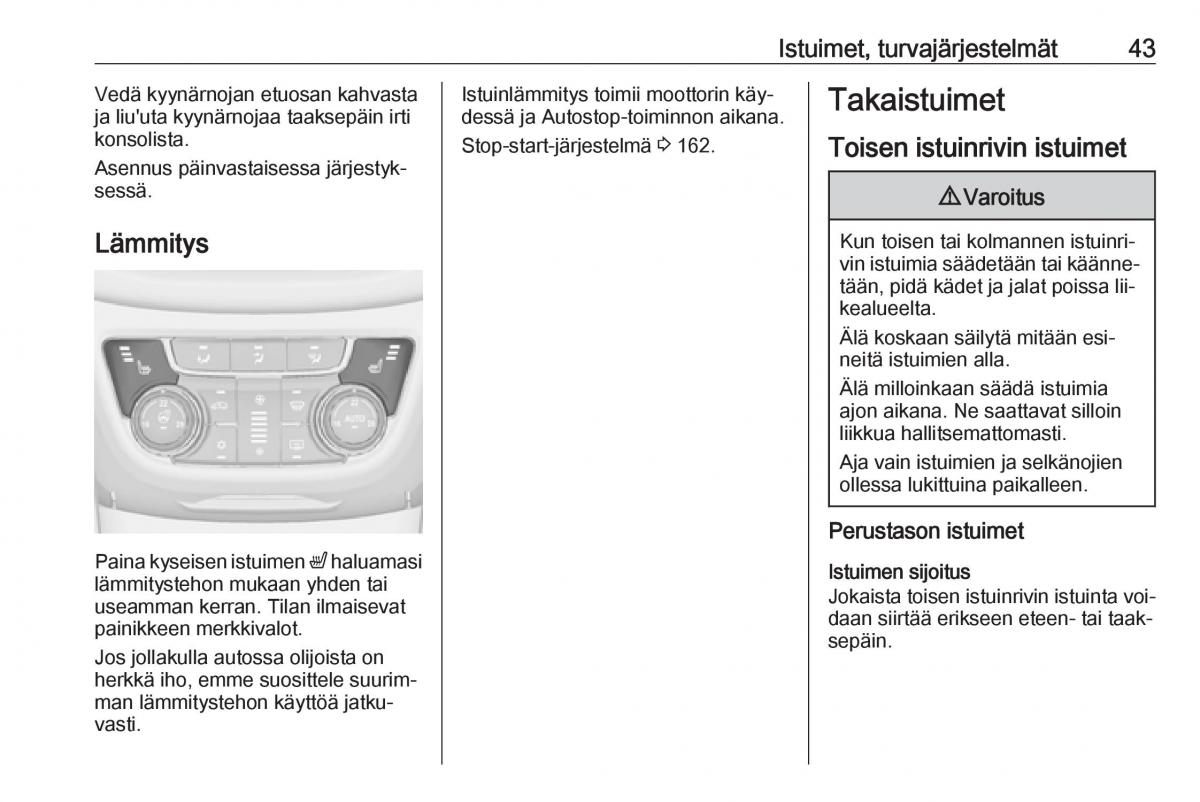 Opel Zafira C Tourer omistajan kasikirja / page 45