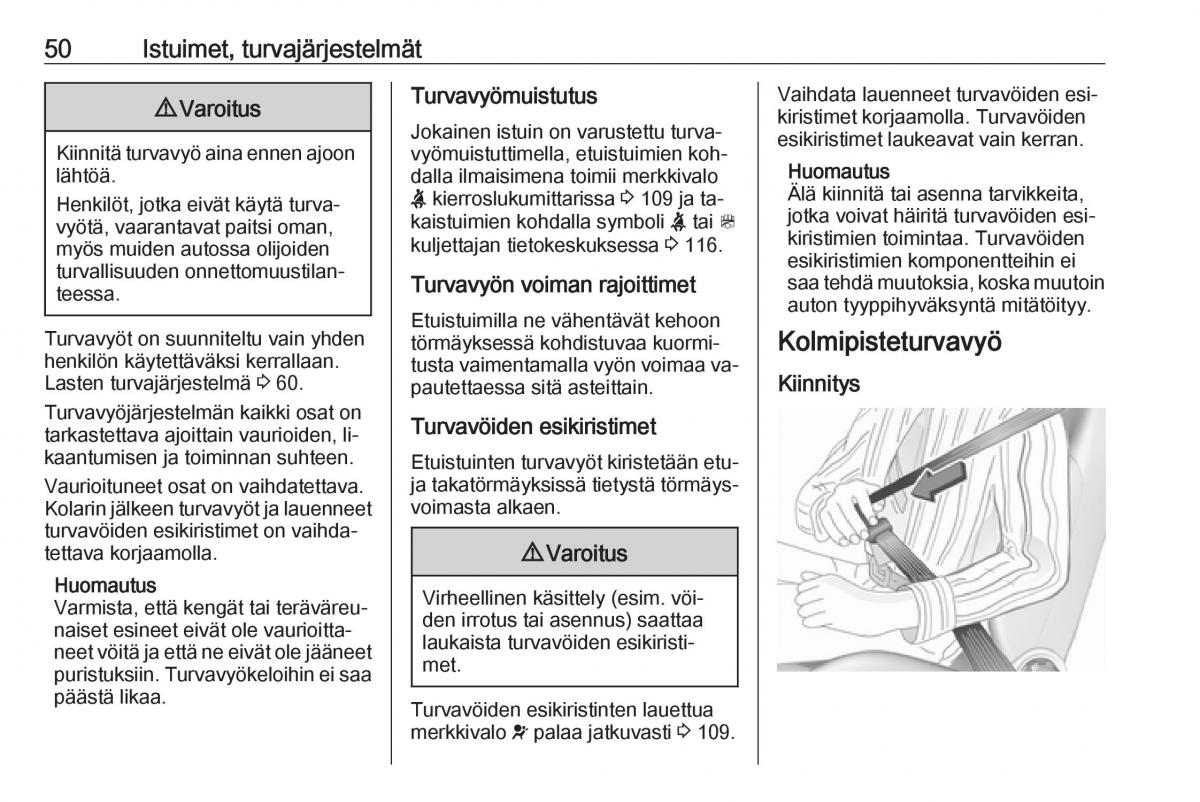 Opel Zafira C Tourer omistajan kasikirja / page 52