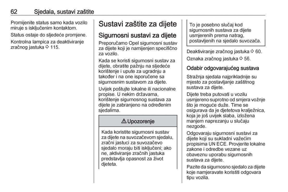 Opel Zafira C Tourer vlasnicko uputstvo / page 64