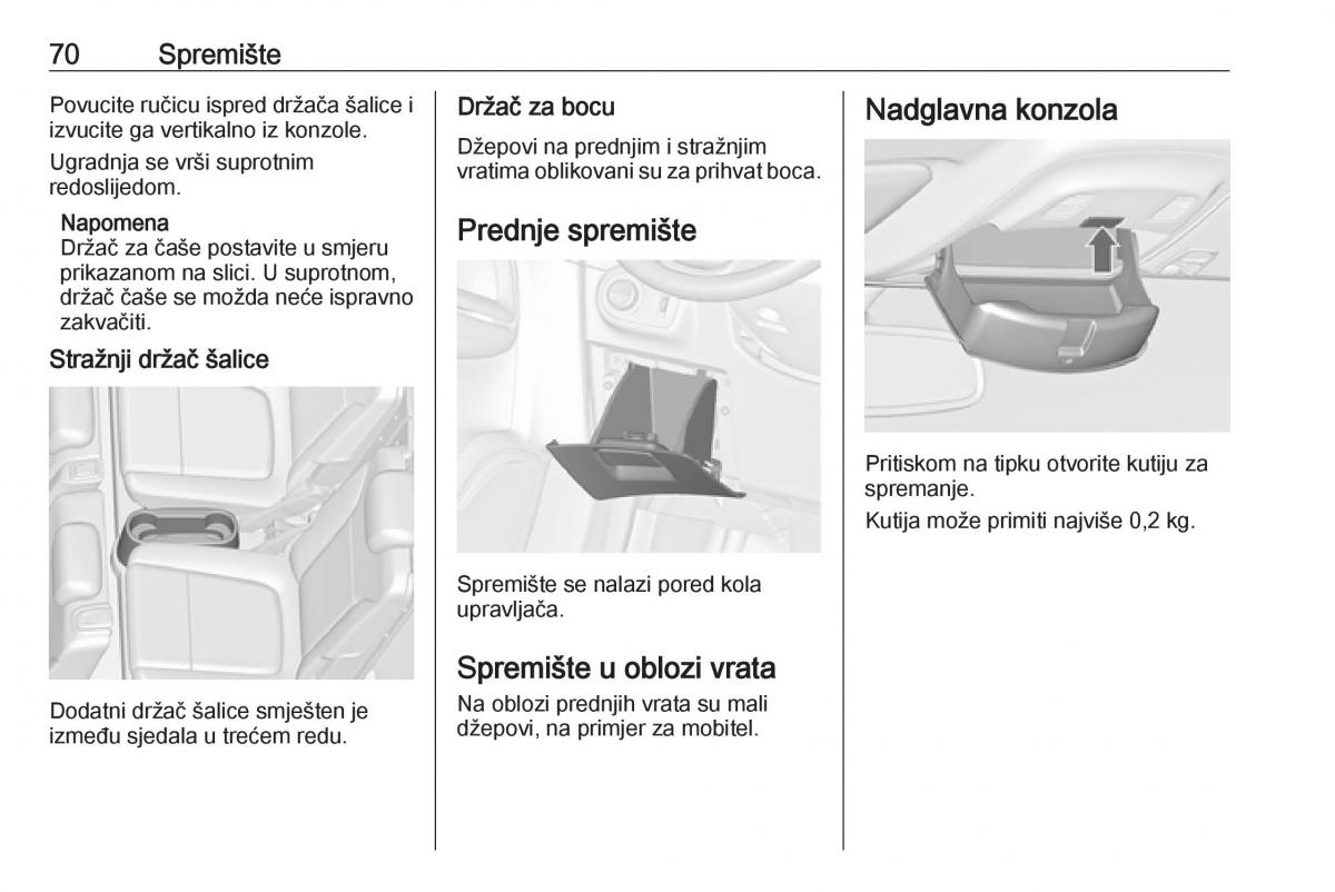 Opel Zafira C Tourer vlasnicko uputstvo / page 72