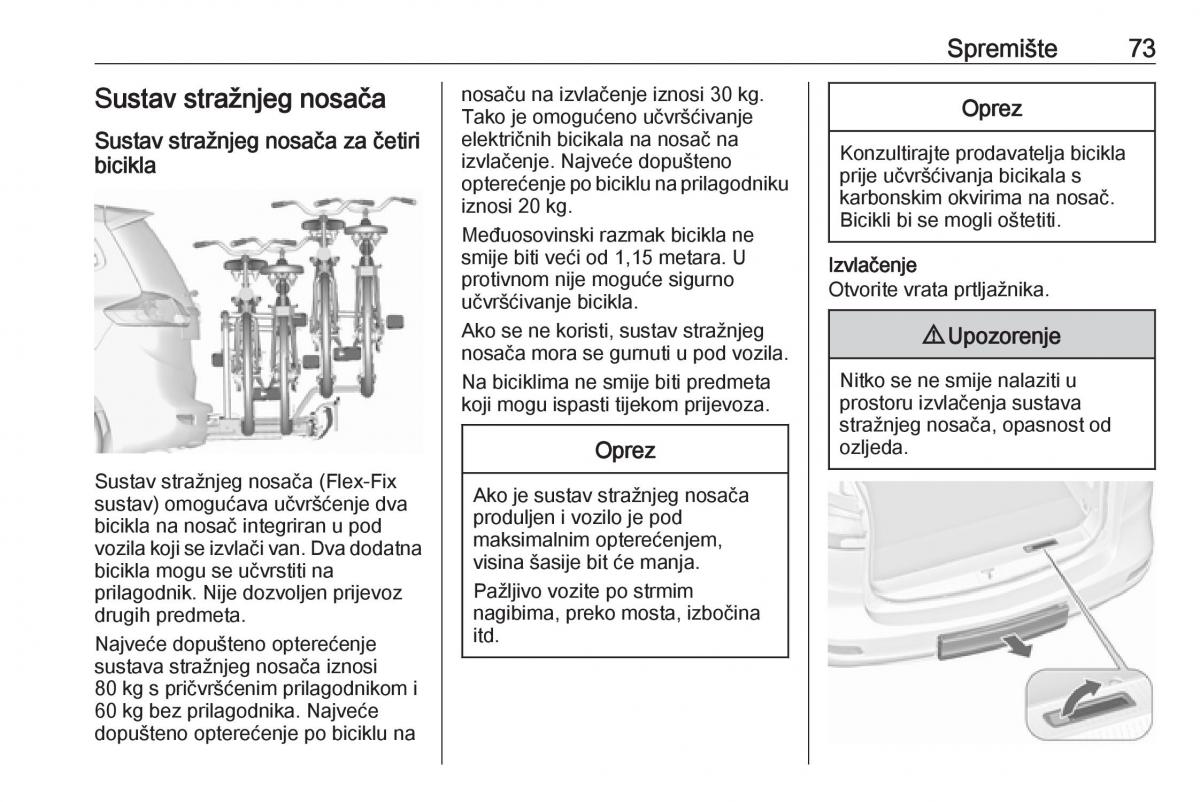 Opel Zafira C Tourer vlasnicko uputstvo / page 75