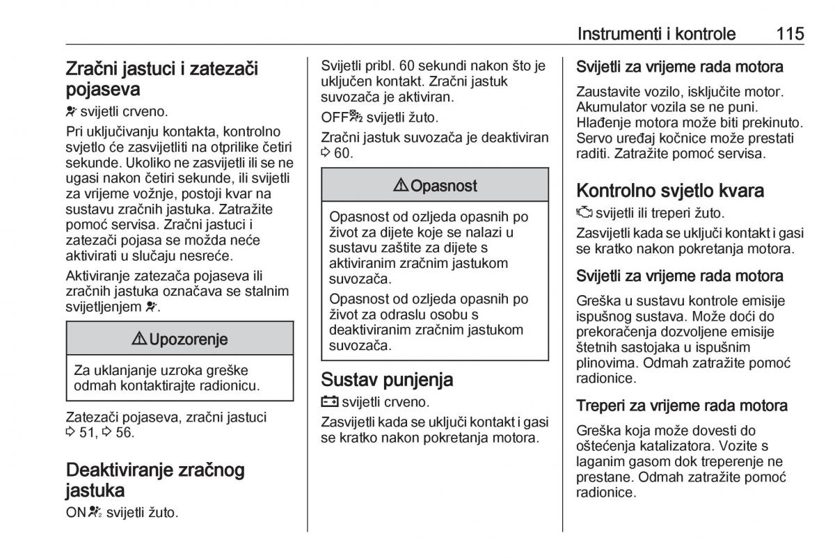 Opel Zafira C Tourer vlasnicko uputstvo / page 117