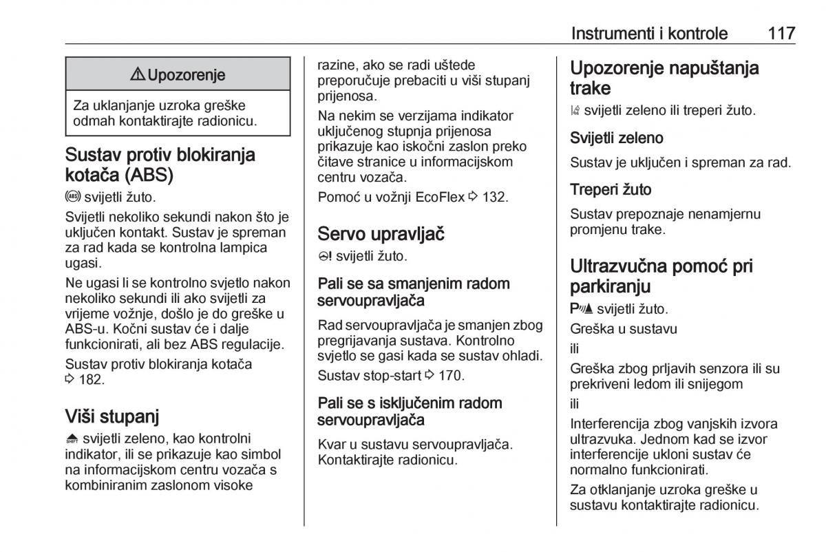 Opel Zafira C Tourer vlasnicko uputstvo / page 119