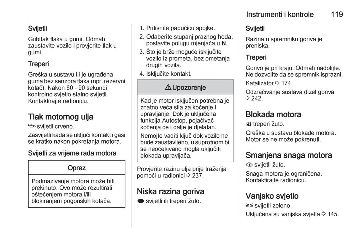 Opel Zafira C Tourer vlasnicko uputstvo / page 121