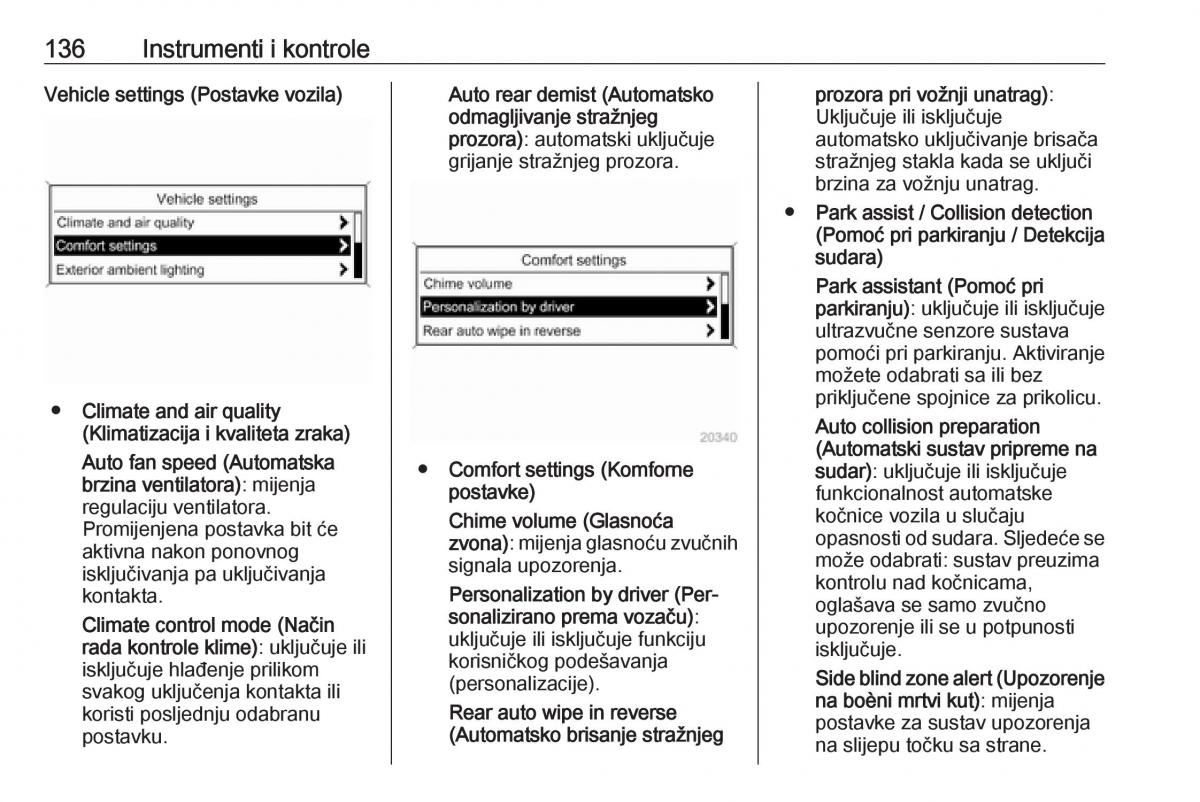 Opel Zafira C Tourer vlasnicko uputstvo / page 138