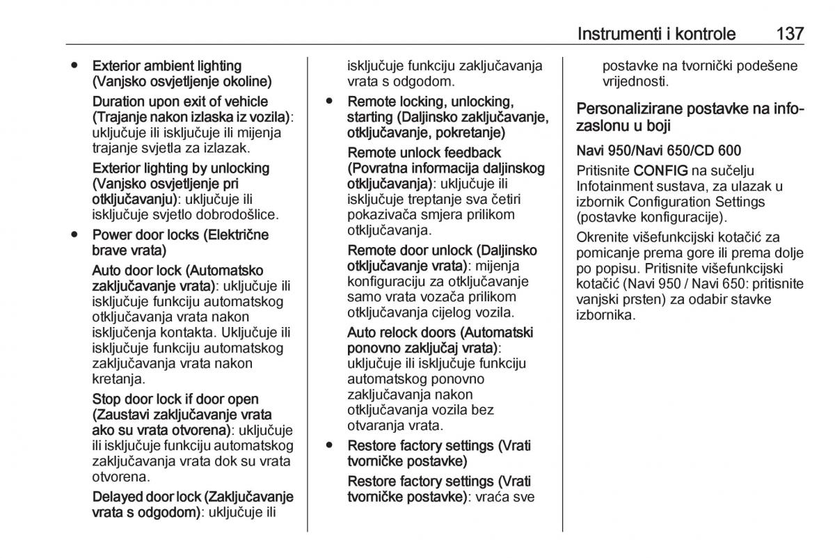 Opel Zafira C Tourer vlasnicko uputstvo / page 139