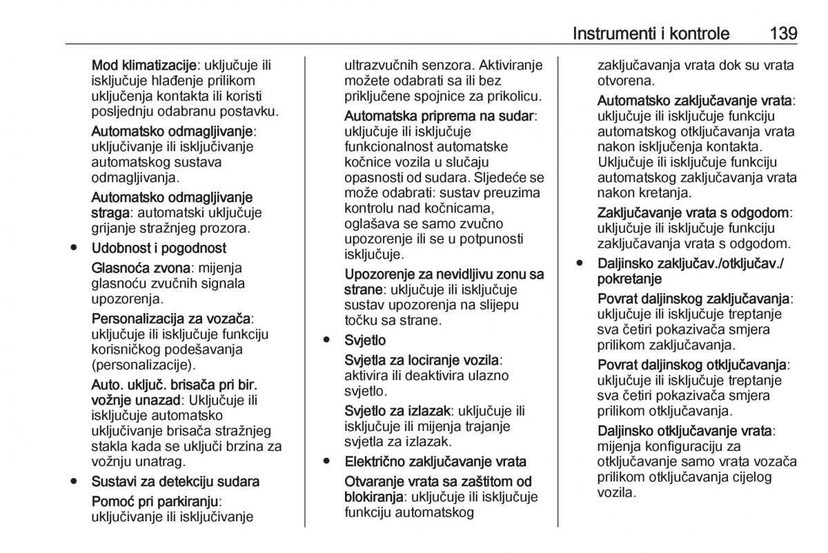 Opel Zafira C Tourer vlasnicko uputstvo / page 141