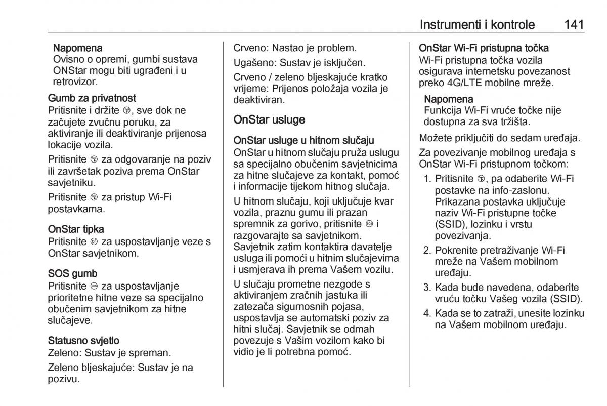 Opel Zafira C Tourer vlasnicko uputstvo / page 143