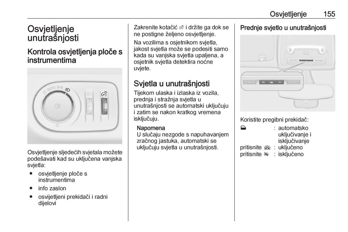 Opel Zafira C Tourer vlasnicko uputstvo / page 157