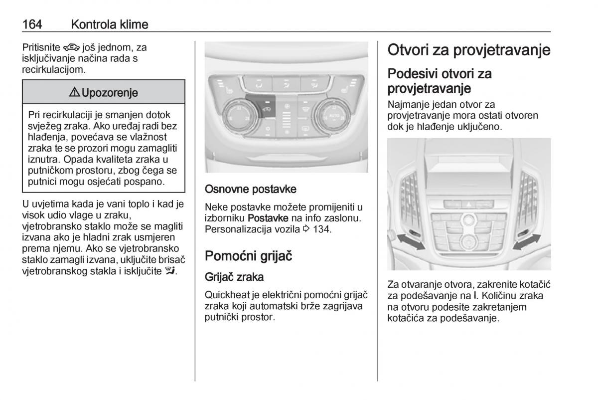 Opel Zafira C Tourer vlasnicko uputstvo / page 166