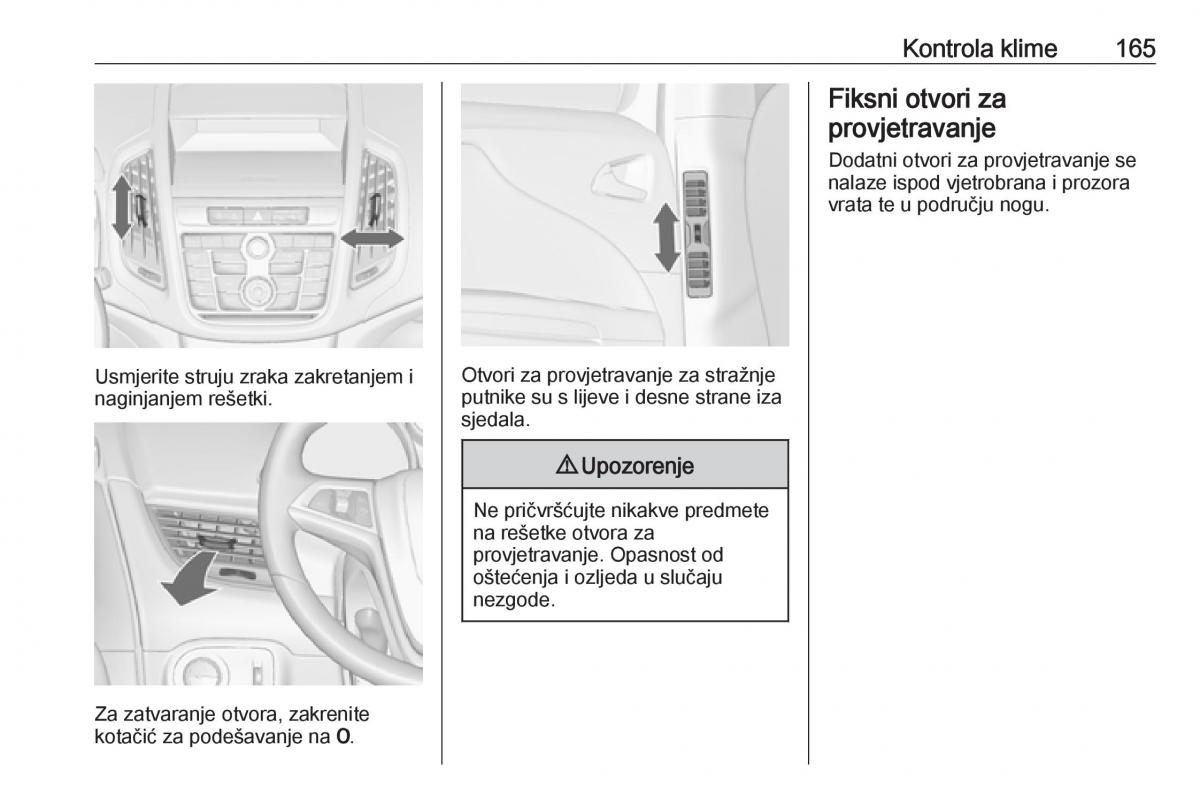 Opel Zafira C Tourer vlasnicko uputstvo / page 167