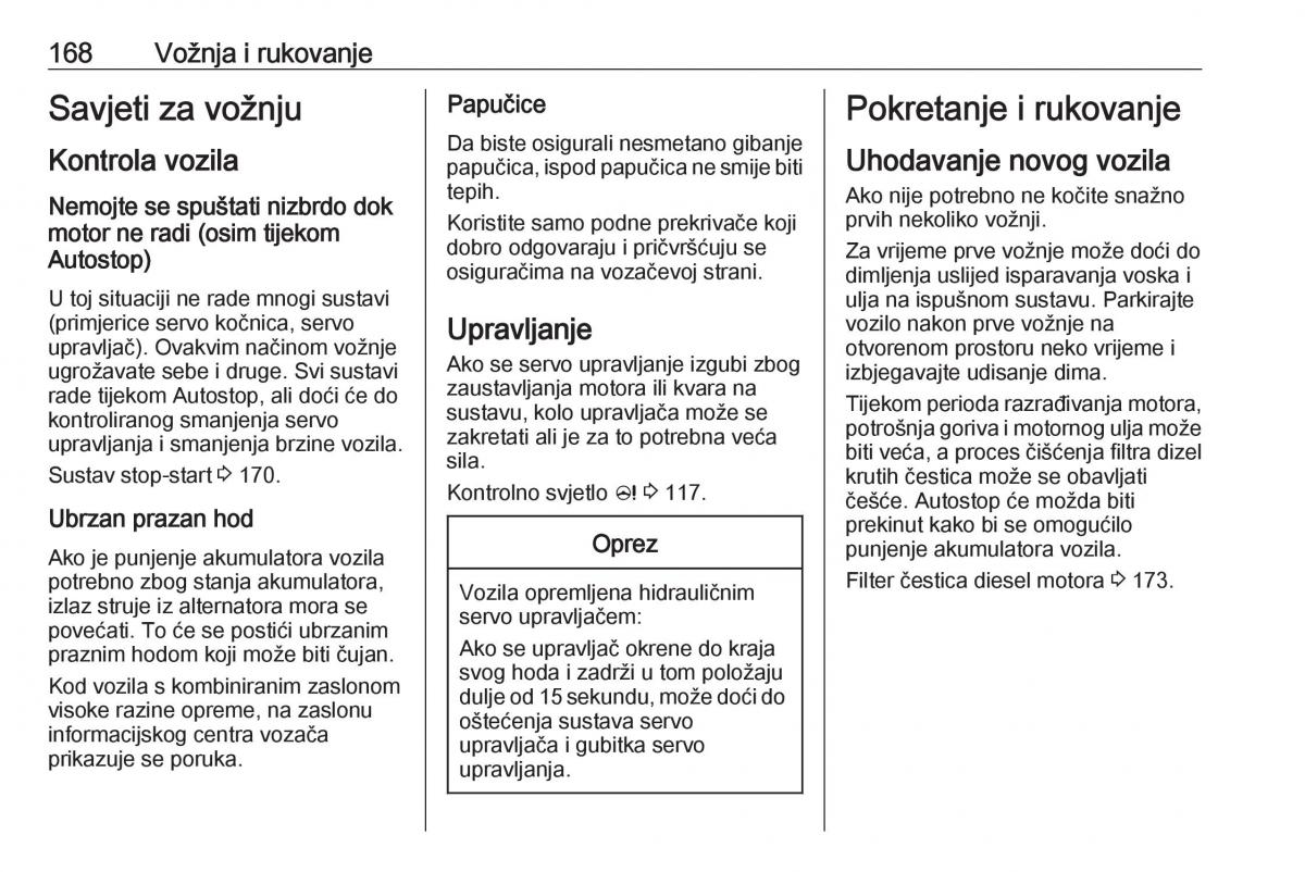 Opel Zafira C Tourer vlasnicko uputstvo / page 170