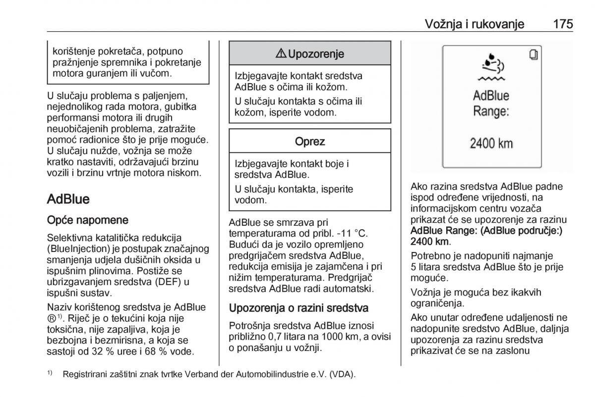 Opel Zafira C Tourer vlasnicko uputstvo / page 177