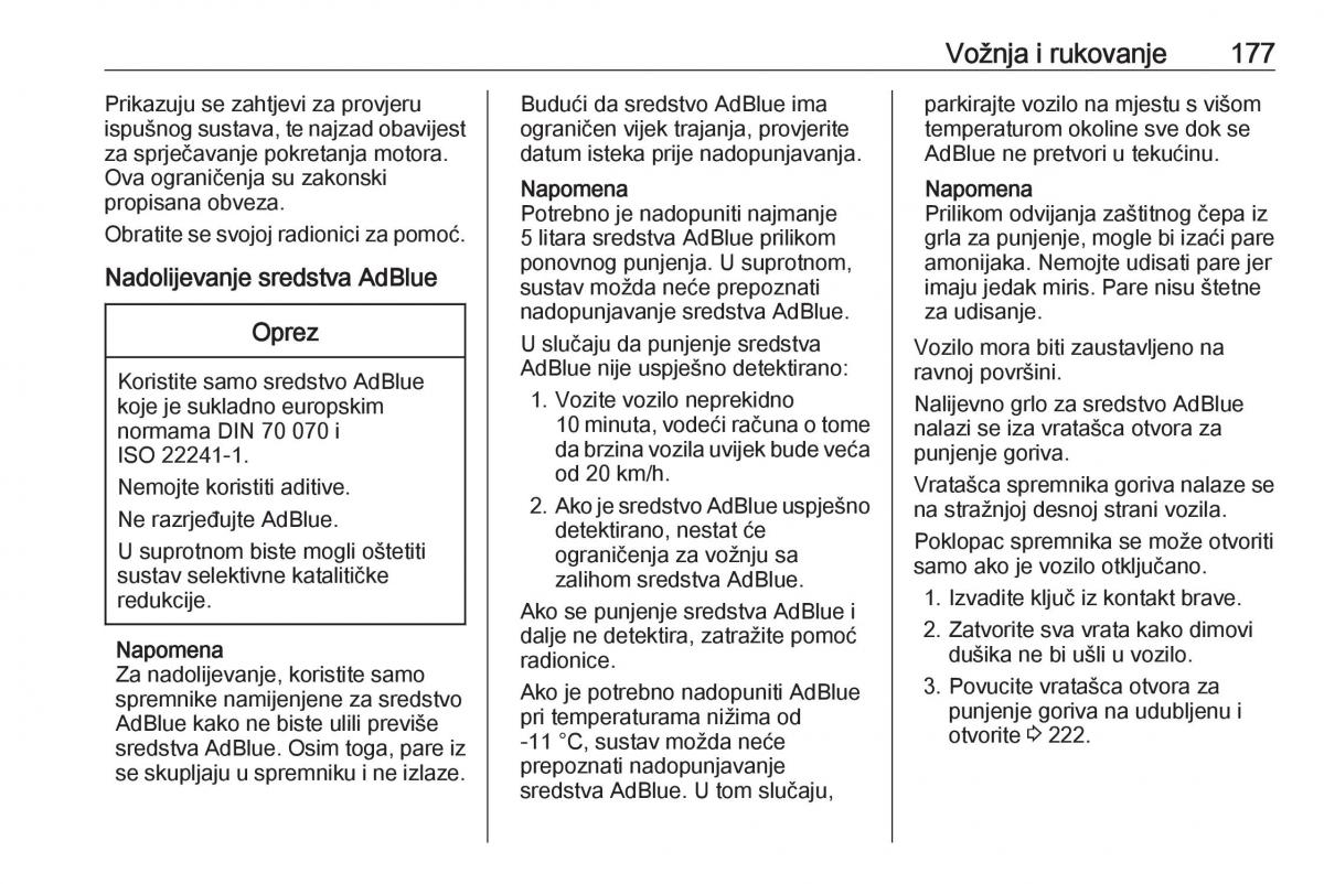 Opel Zafira C Tourer vlasnicko uputstvo / page 179