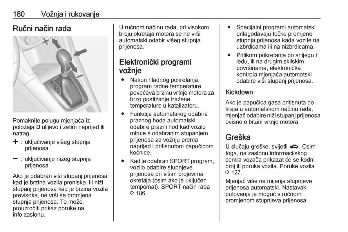 Opel Zafira C Tourer vlasnicko uputstvo / page 182