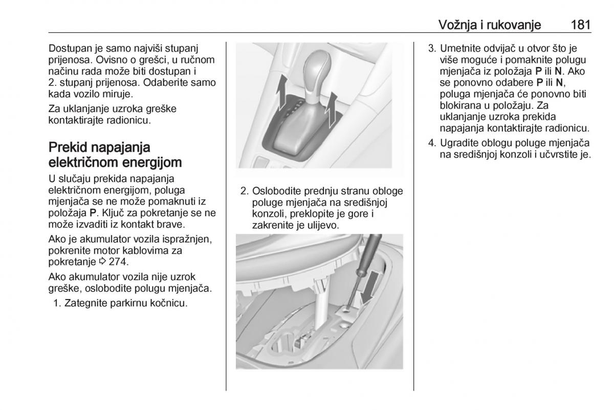 Opel Zafira C Tourer vlasnicko uputstvo / page 183