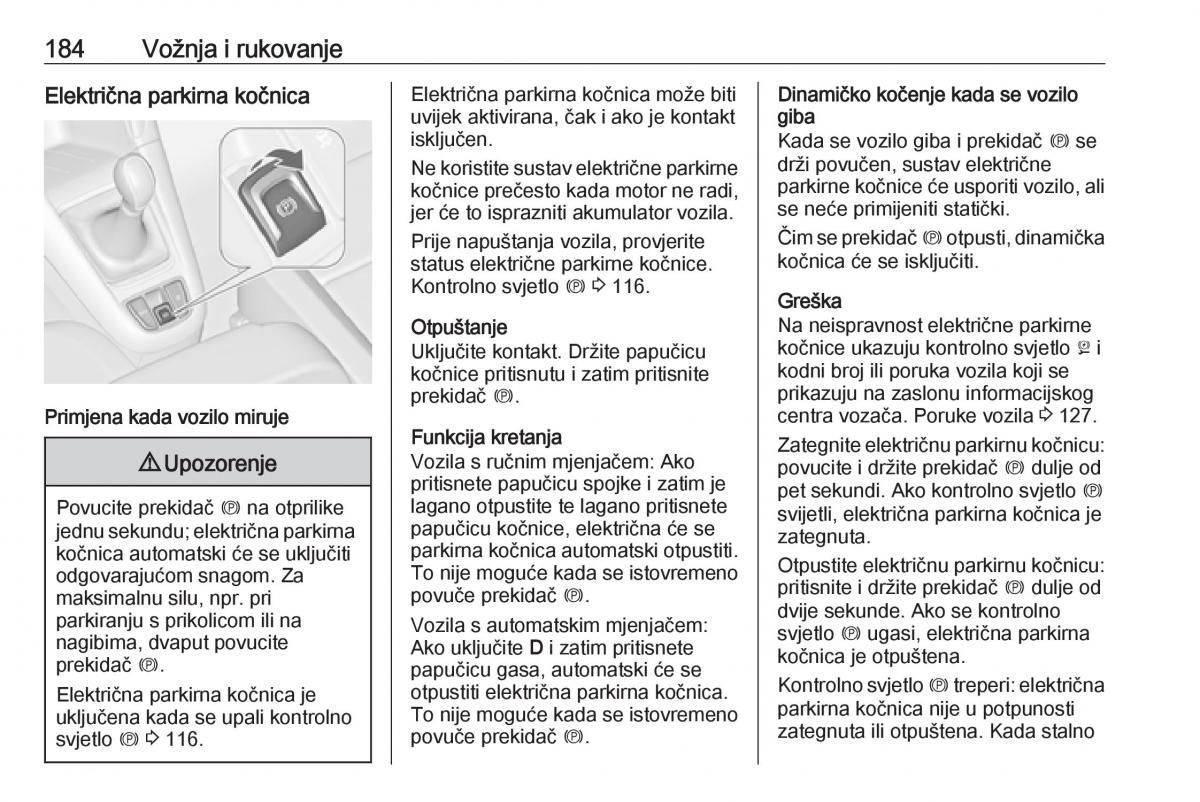 Opel Zafira C Tourer vlasnicko uputstvo / page 186