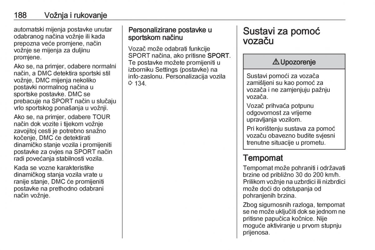 Opel Zafira C Tourer vlasnicko uputstvo / page 190